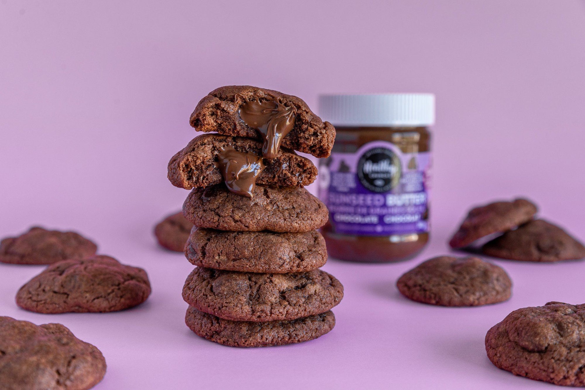 Double Chocolate Seed Butter Stuffed Cookies (Vegan, Gluten-free)