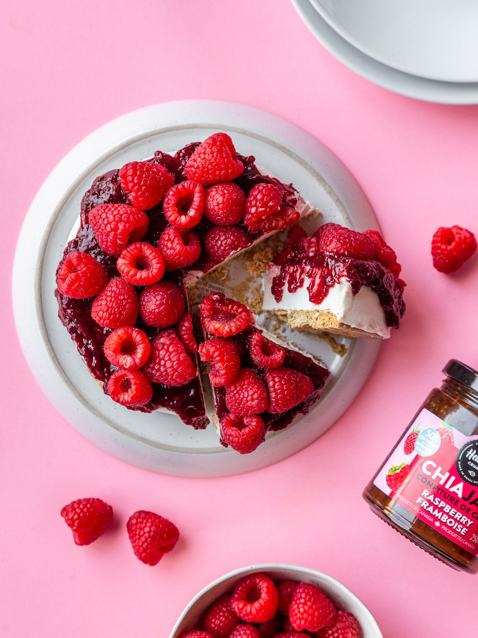 Keto Raspberry Chia Jam Cheesecake (Keto, Vegan, Dairy-free, Gluten-free, Grain-free)