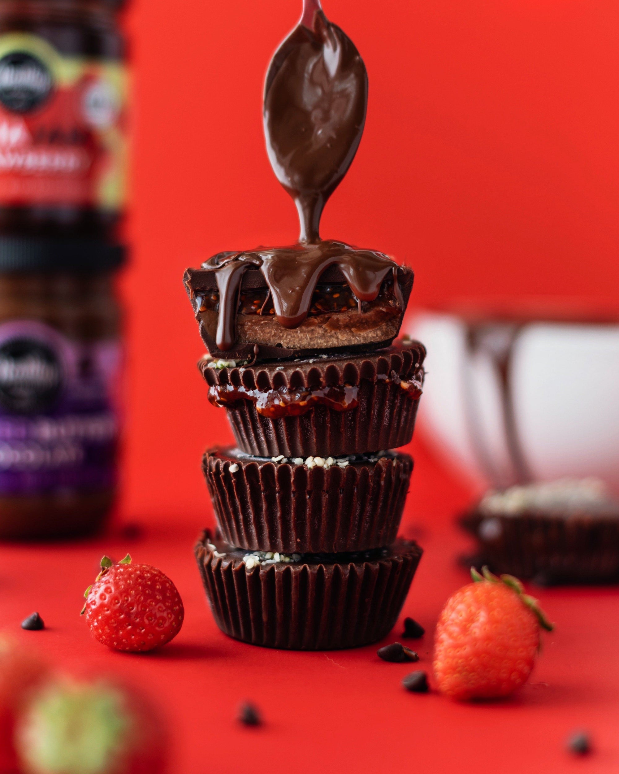 Strawberry Chia Jam Chocolate Cups (Keto, vegan, dairy-free, allergen-friendly)